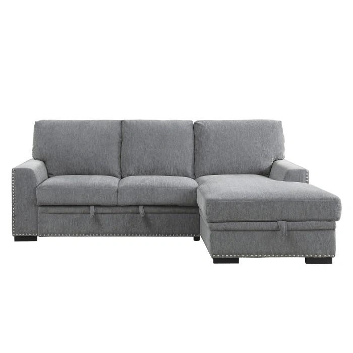 Morelia 2pc Sectional with Pull Out Bed and Right Chaise in Dark Gray
