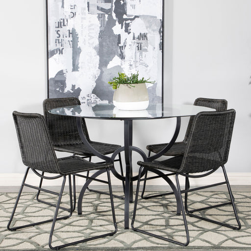 Aviano Round 5-piece Dining Set Gunmetal and Brown image