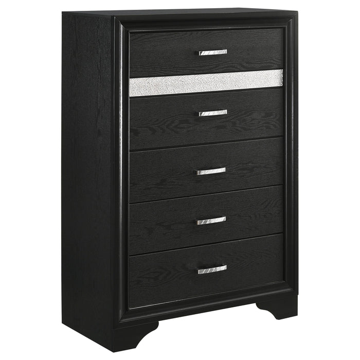 Miranda 5-drawer Chest Black and Rhinestone image