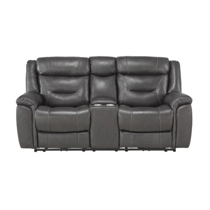 Danio Power Double Reclining Loveseat with Power Headrests in Dark Gray 9528DGY-2PWH