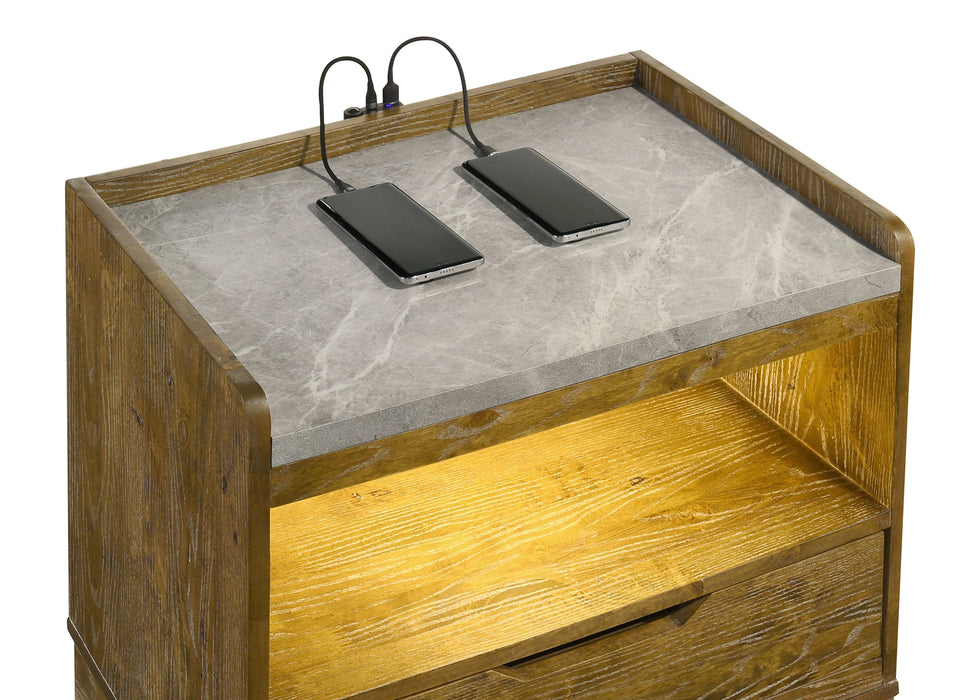 Henderson Nightstand with LED Lighting - Furniture House (Dover,NJ)