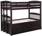 Kensington Twin Over Twin Bunk Bed with Trundle Cappuccino image