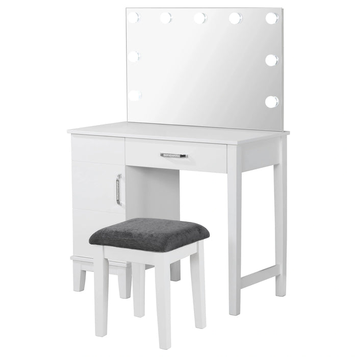 Elijah Makeup Vanity Table with LED Mirror and Stool Coaster Furniture 931149