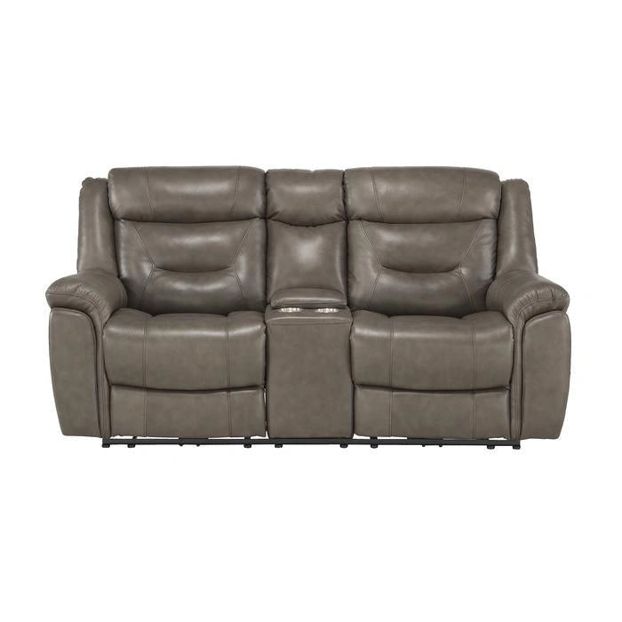 Danio Power Double Reclining Loveseat with Power Headrests in Brownish Gray 9528BRG-2PWH