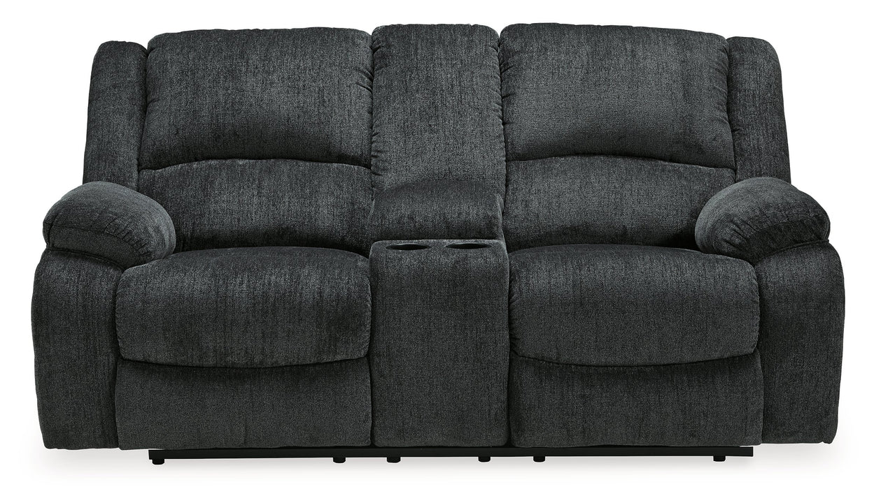 Draycoll Power Reclining Loveseat with Console - Furniture House (Dover,NJ)