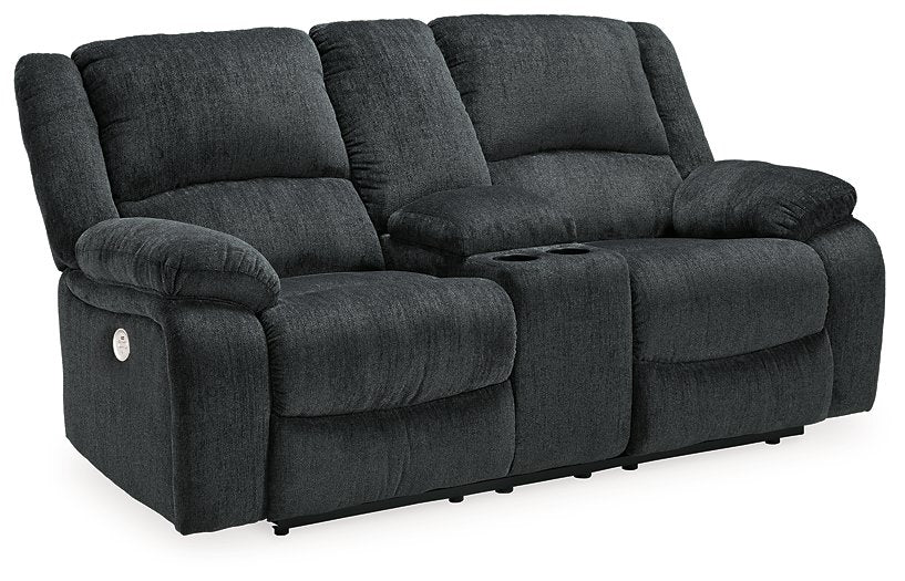 Draycoll Power Reclining Loveseat with Console - Furniture House (Dover,NJ)