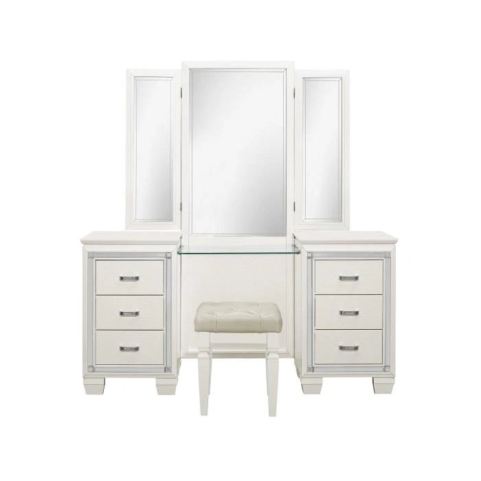 Allura Vanity Dresser with Mirror in White 1916W-15*