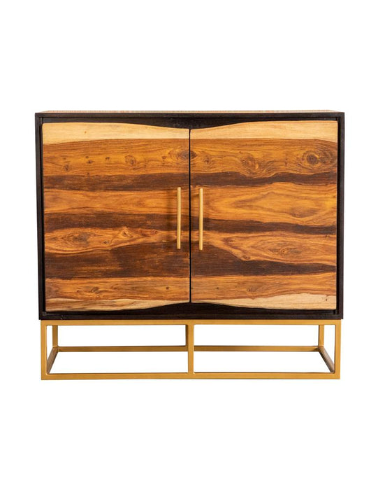 Zara 2-door Accent Cabinet Black Walnut and Gold image