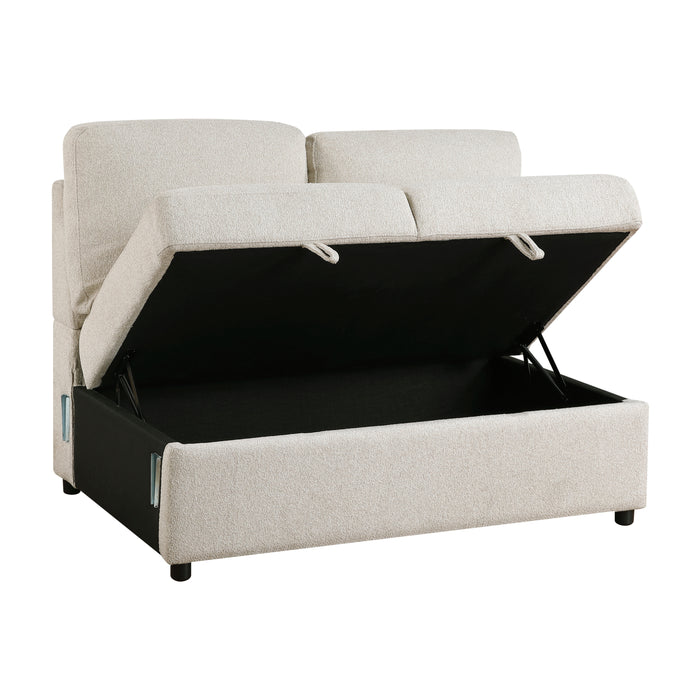 9630BE*42LRC Sectional with Right Chaise, Pull-out Bed, Hidden Storages and Shelves, Charging Ports. By Homelegance.