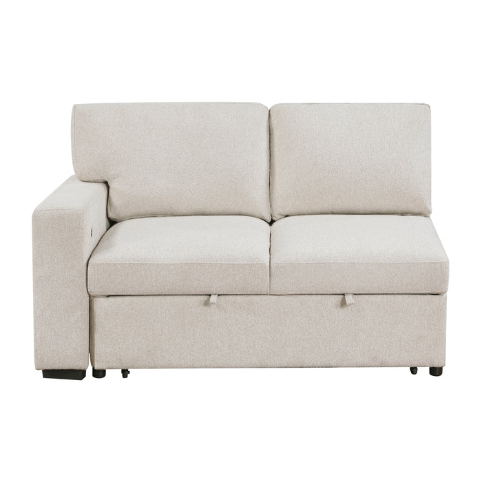 9630BE*42LRC Sectional with Right Chaise, Pull-out Bed, Hidden Storages and Shelves, Charging Ports. By Homelegance.
