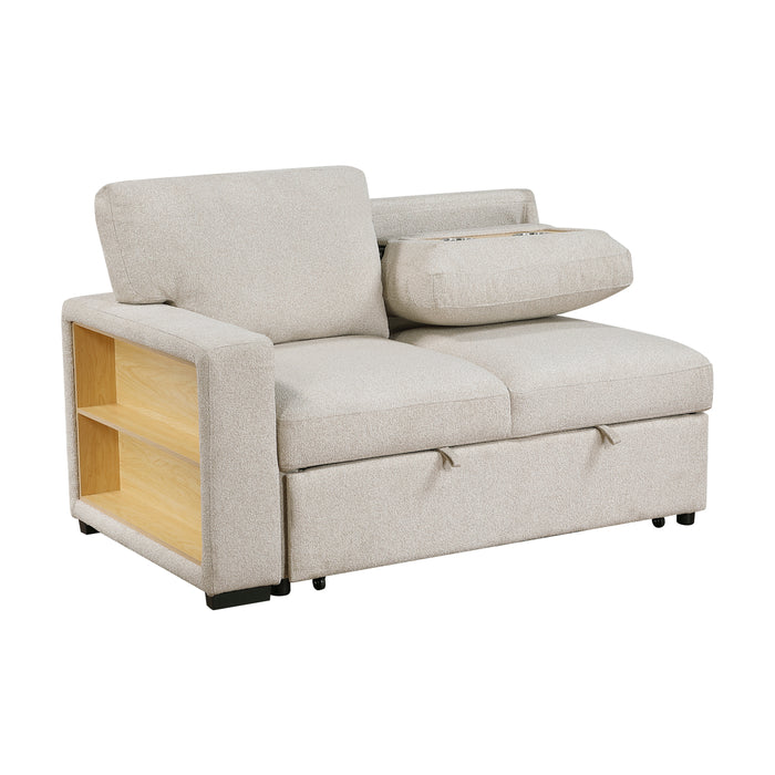 9630BE*42LRC Sectional with Right Chaise, Pull-out Bed, Hidden Storages and Shelves, Charging Ports. By Homelegance.
