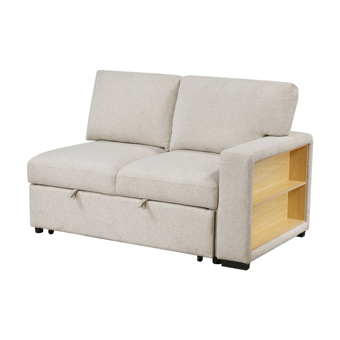 9630BE*42LRC Sectional with Right Chaise, Pull-out Bed, Hidden Storages and Shelves, Charging Ports. By Homelegance.