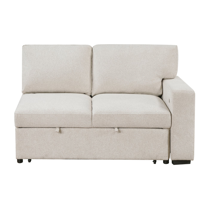 9630BE*4LC2R Sectional with Left Chaise, Pull-out Bed, Hidden Storages and Shelves, Charging Ports. By Homelegance.
