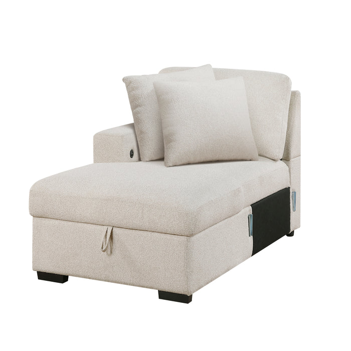 9630BE*4LC2R Sectional with Left Chaise, Pull-out Bed, Hidden Storages and Shelves, Charging Ports. By Homelegance.