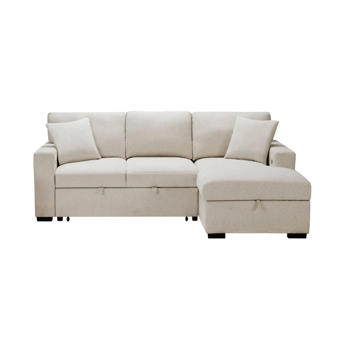 9630BE*22LRC Sectional with Right Chaise, Pull-out Bed, Hidden Storage and Shelves, Charging Ports. By Homelegance