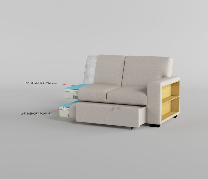 9630BE*4LC2R Sectional with Left Chaise, Pull-out Bed, Hidden Storages and Shelves, Charging Ports. By Homelegance.