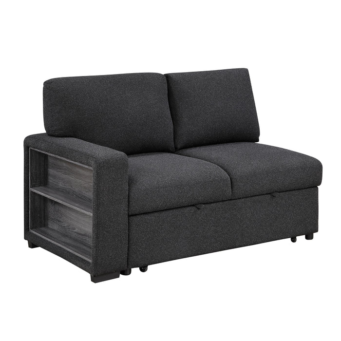 9630BK*42LRC Sectional with Right Chaise, Pull-out Bed, Hidden Storages and Shelves, Charging Ports. By Homelegance.