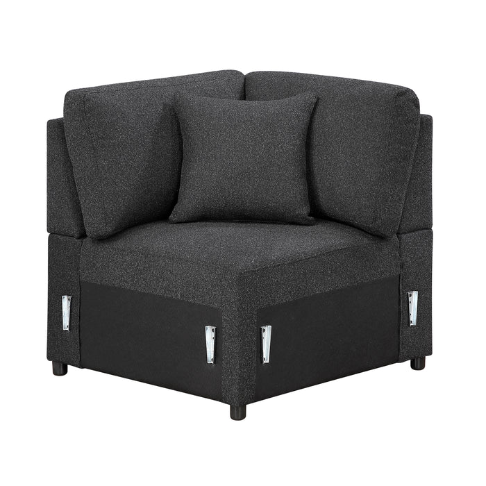 9630BK*42LRC Sectional with Right Chaise, Pull-out Bed, Hidden Storages and Shelves, Charging Ports. By Homelegance.