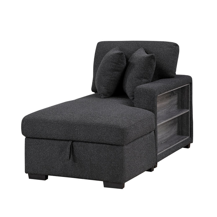 9630BK*2LC2R Sectional with Left Chaise, Pull-out Bed and Hidden Storage, Charging Ports. By Homelegance.