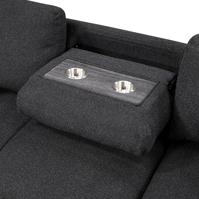 9630BK*2LC2R Sectional with Left Chaise, Pull-out Bed and Hidden Storage, Charging Ports. By Homelegance.