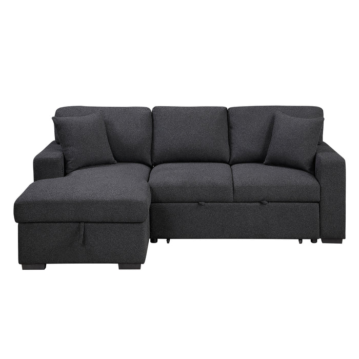 9630BK*2LC2R Sectional with Left Chaise, Pull-out Bed and Hidden Storage, Charging Ports. By Homelegance.