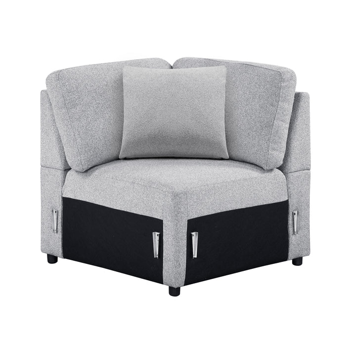 9630GY*42LRC Sectional with Right Chaise, Pull-out Bed, Hidden Storages and Shelves, Charging Ports. By Homelegance.