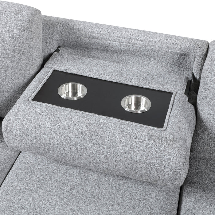 9630GY*2LC2R Sectional with Left Chaise, Pull-out Bed, Hidden Storages and Shelves, Charging Ports. By Homelegance.