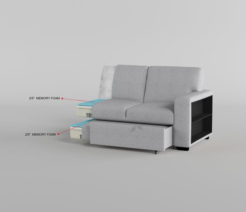 9630GY*4LC2R Sectional with Left Chaise, Pull-out Bed, Hidden Storages and Shelves, Charging Ports. By Homelegance.