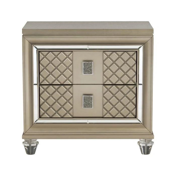 Loudon 2 Drawer Nightstand in Champagne Metallic 1515-4