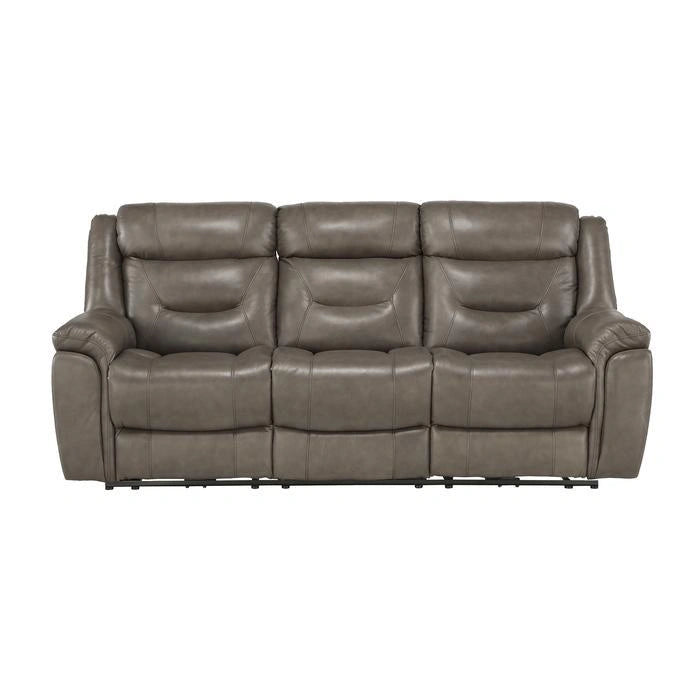 Danio Power Double Reclining Sofa with Power Headrests in Brownish Gray 9528BRG-3PWH
