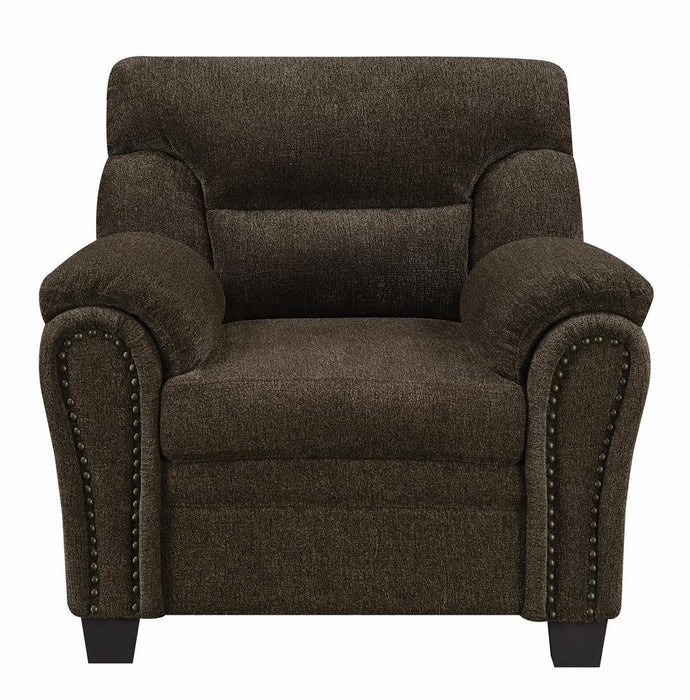 Clementine Upholstered Chair with Nailhead Trim Brown