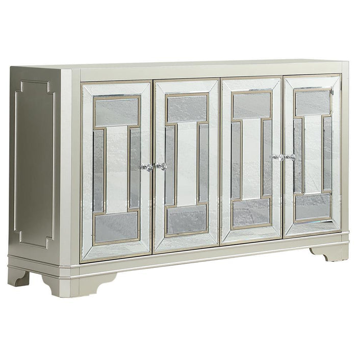 Toula 4-door Accent Cabinet Smoke and Champagne