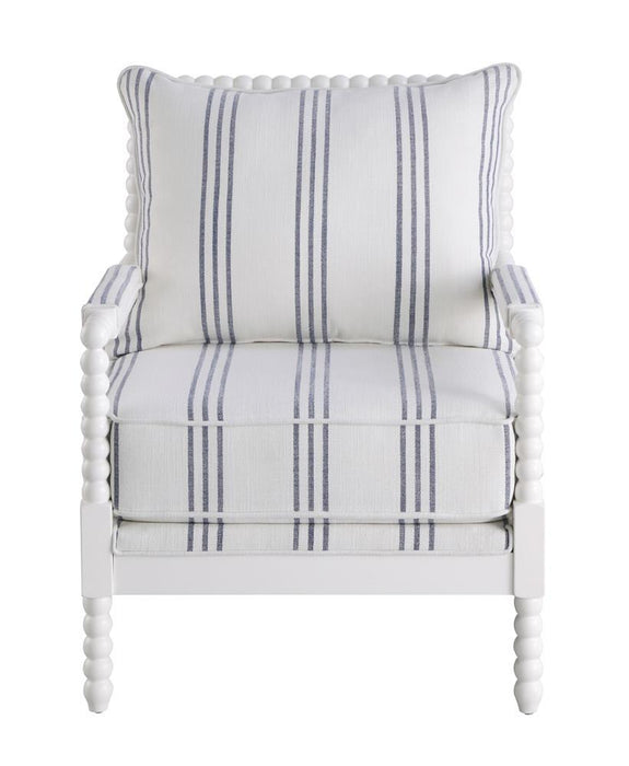 Blanchett Upholstered Accent Chair with Spindle Accent White and Navy