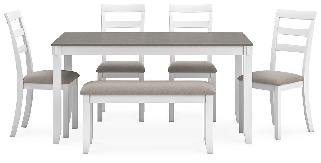 Stonehollow Dining Table and Chairs with Bench (Set of 6) - Furniture House (Dover,NJ)