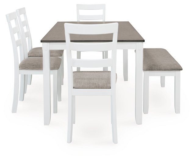 Stonehollow Dining Table and Chairs with Bench (Set of 6) - Furniture House (Dover,NJ)