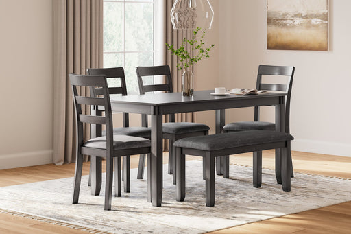 Bridson Dining Table and Chairs with Bench (Set of 6) - Furniture House (Dover,NJ)