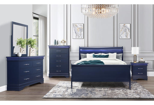 CHARLIE BLUE QUEEN BED GROUP WITH LED - Furniture House (Dover,NJ)