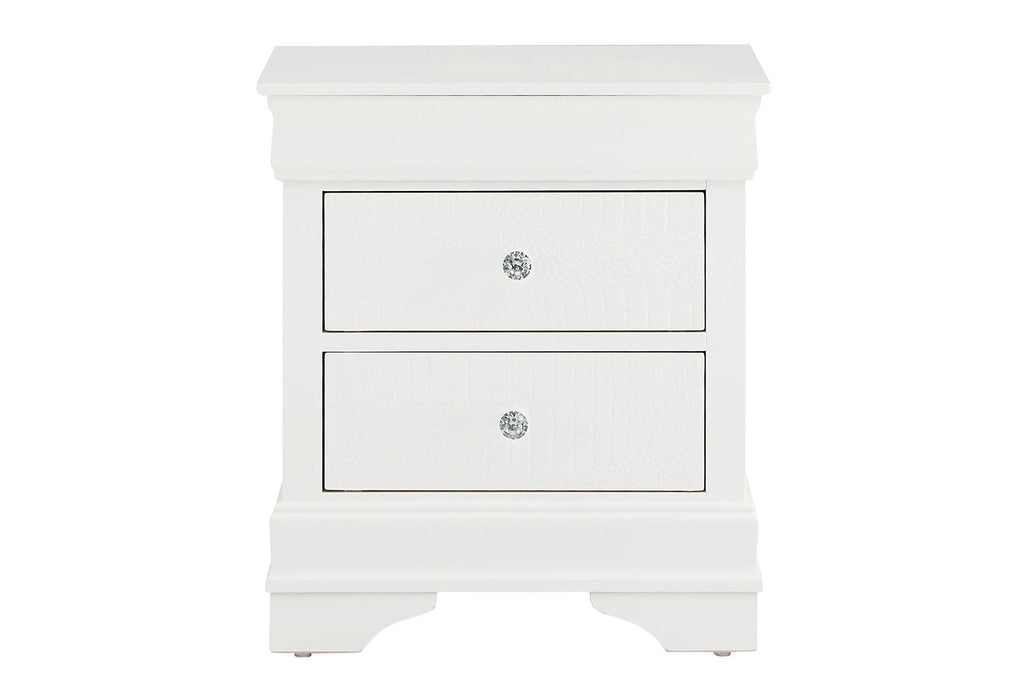 POMPEI METALLIC WHITE NIGHTSTAND - Furniture House (Dover,NJ)