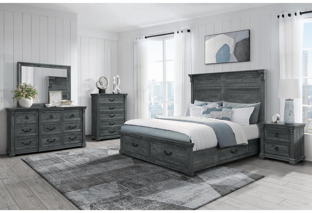 TATUM GREY QUEEN BED GROUP WITH STORAGE - Furniture House (Dover,NJ)