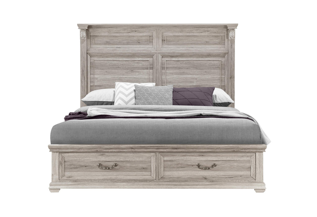 TATUM NATURAL KING BED WITH STORAGE - Furniture House (Dover,NJ)