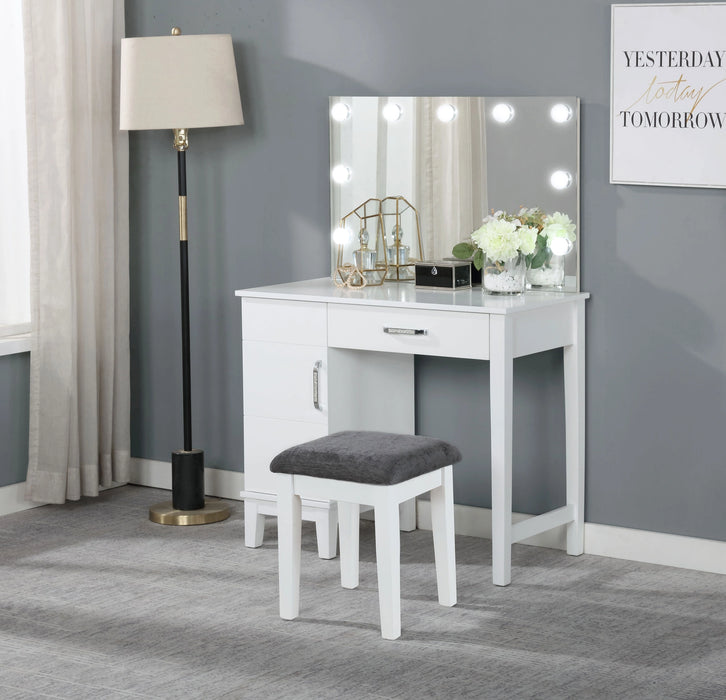 Elijah Makeup Vanity Table with LED Mirror and Stool Coaster Furniture 931149