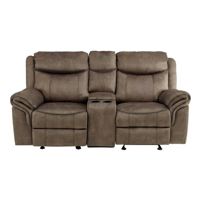 Aram Double Glider Reclining Loveseat in Dark Brown 8206NF-2