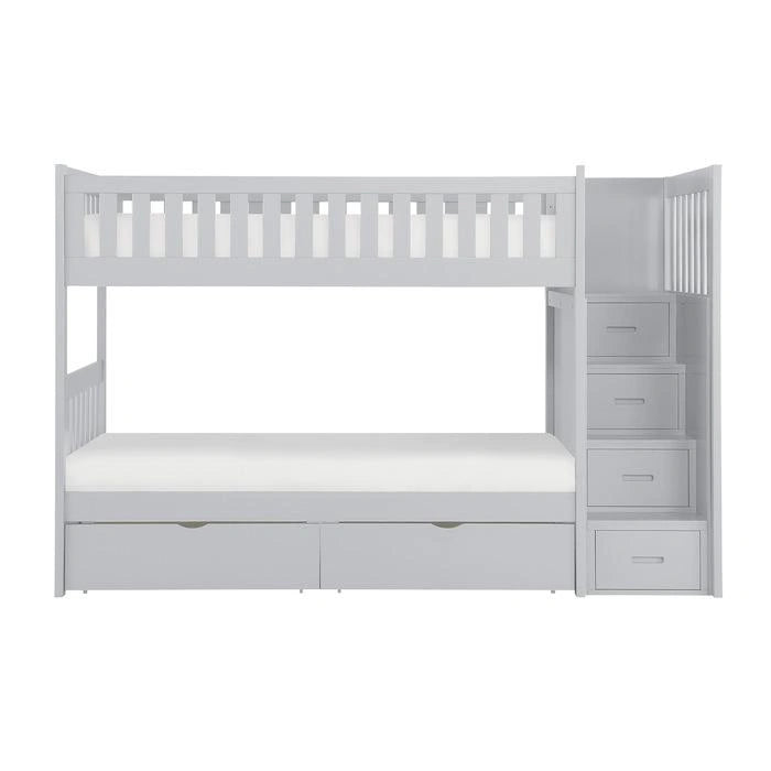 Orion Bunk Bed w/ Reversible Step Storage and Storage Boxes in Gray B2063SB-1*T