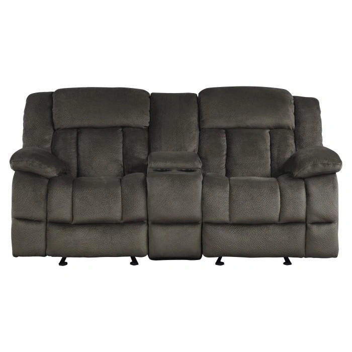 Laurelton Double Glider Reclining Loveseat w/ Center Console in Chocolate 9636-2