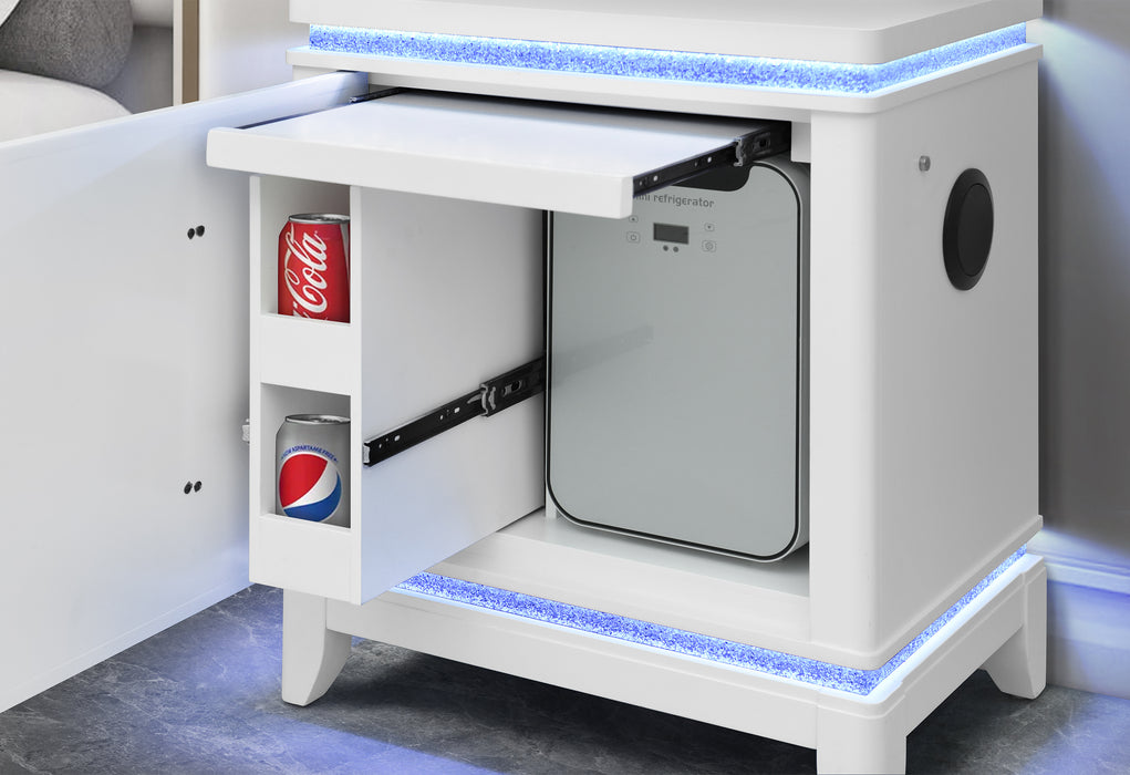 ALINA WHITE FULL BED GROUP WITH LED, COOLER, SPEAKER AND USB